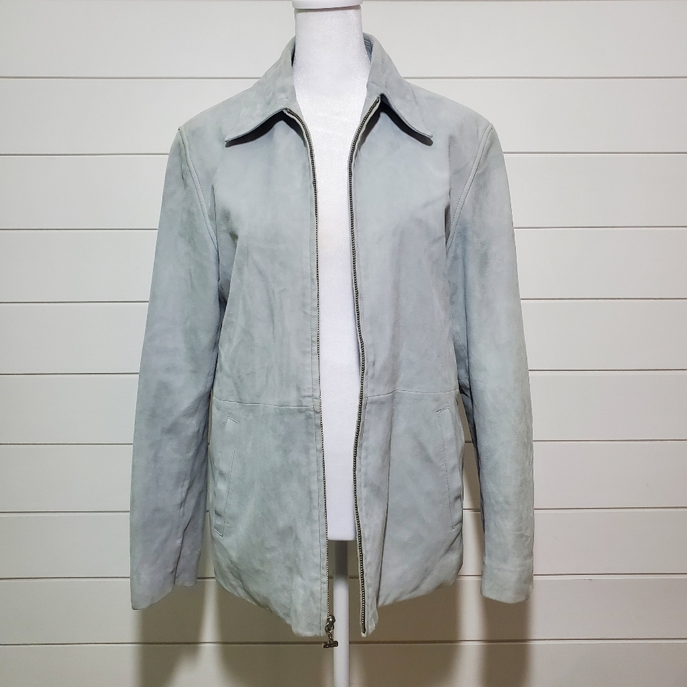 Lauren Ralph Lauren  Light Blue Suede Leather Womens Jacket Size M‎